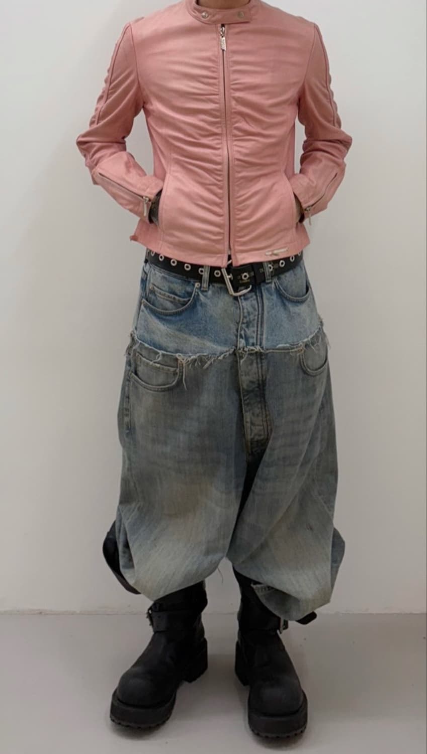 셔링 디테일 가죽자켓 상품이미지4