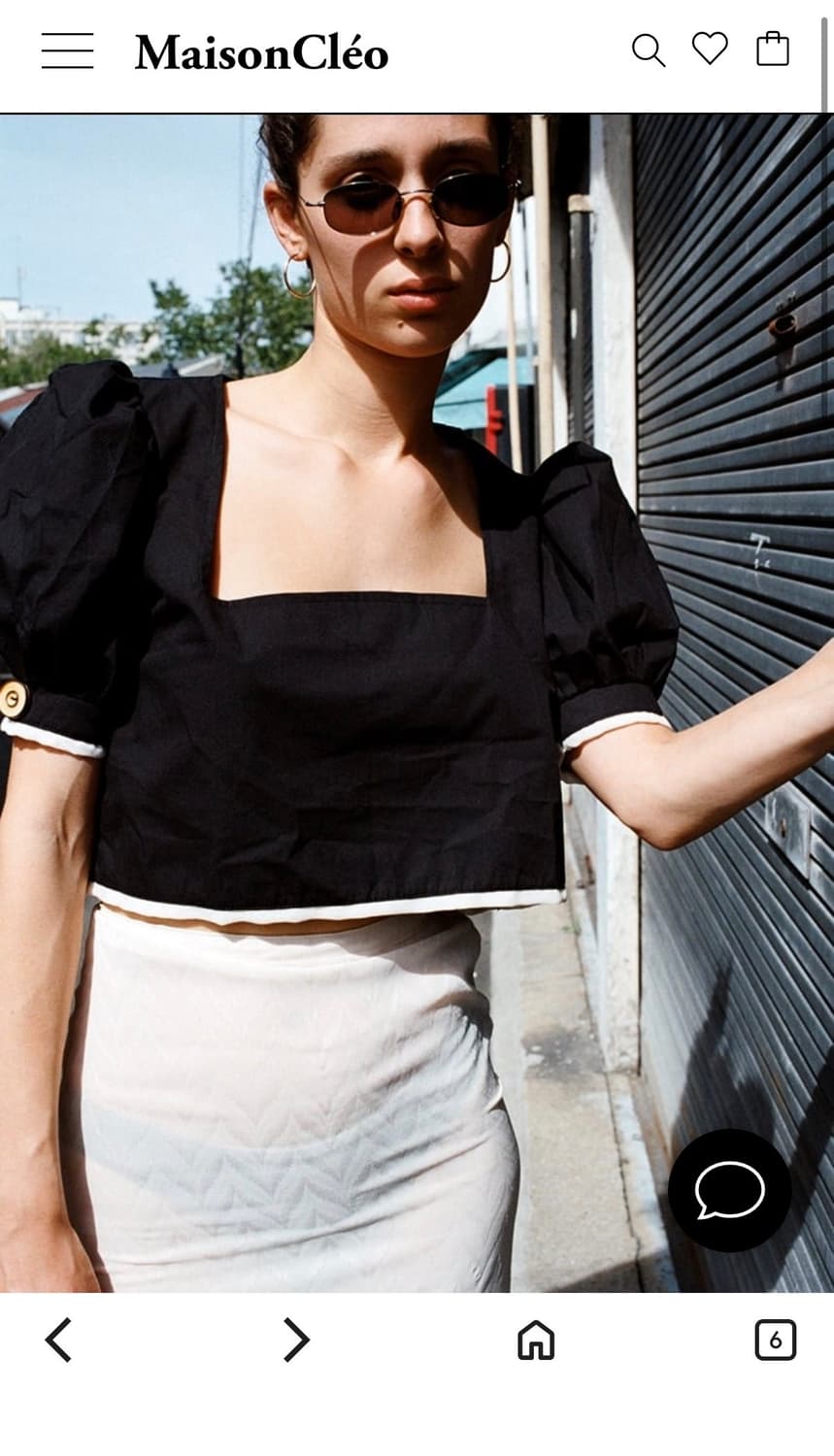 MaisonCleo 블랙 퍼프 블라우스 상품이미지1