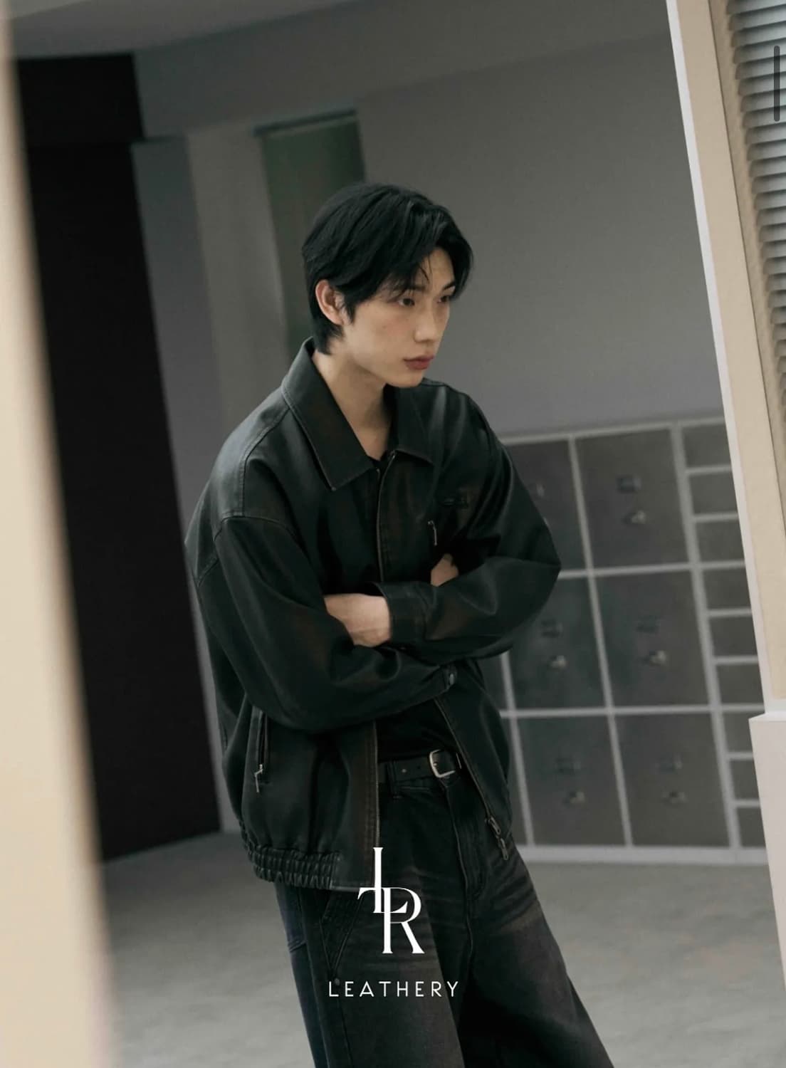 (새상품)(L) 레더리 워시드 레더 오버핏 블루종 자켓 판매 상품이미지2