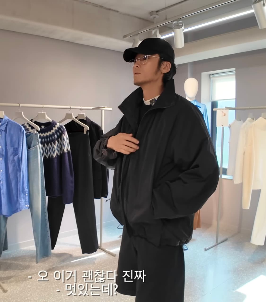 [L] 아르켓 arket 라인 윈드 브레이커 블랙 상품이미지2