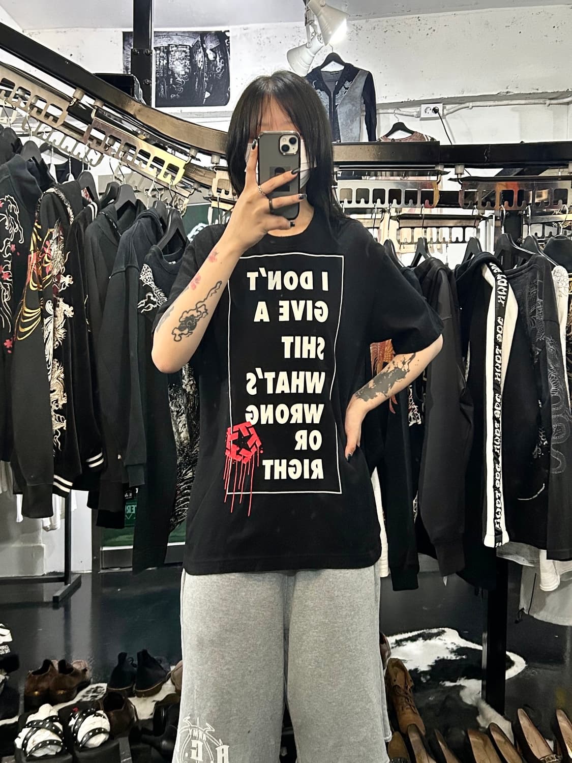 빈티지 펑크무드 빅프린팅 오버핏 반팔 티셔츠 상품이미지2