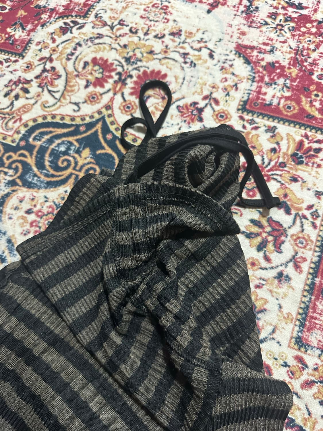 펑크 와투케 너드 스트라이프 레이어드 셔링 폴라 원피스 상품이미지3