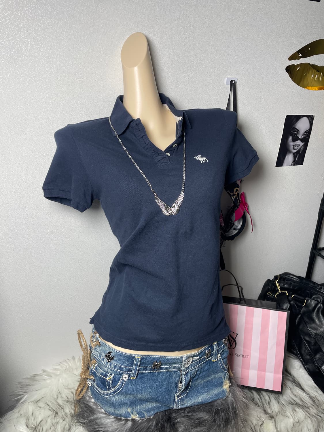 빈티지 아베크롬비 자수 카라 반팔티 상품이미지1