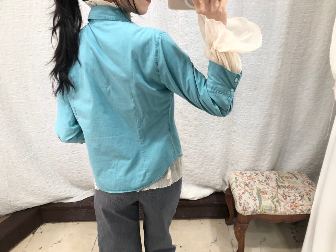Vintage teal ruffle shirt 상품이미지6