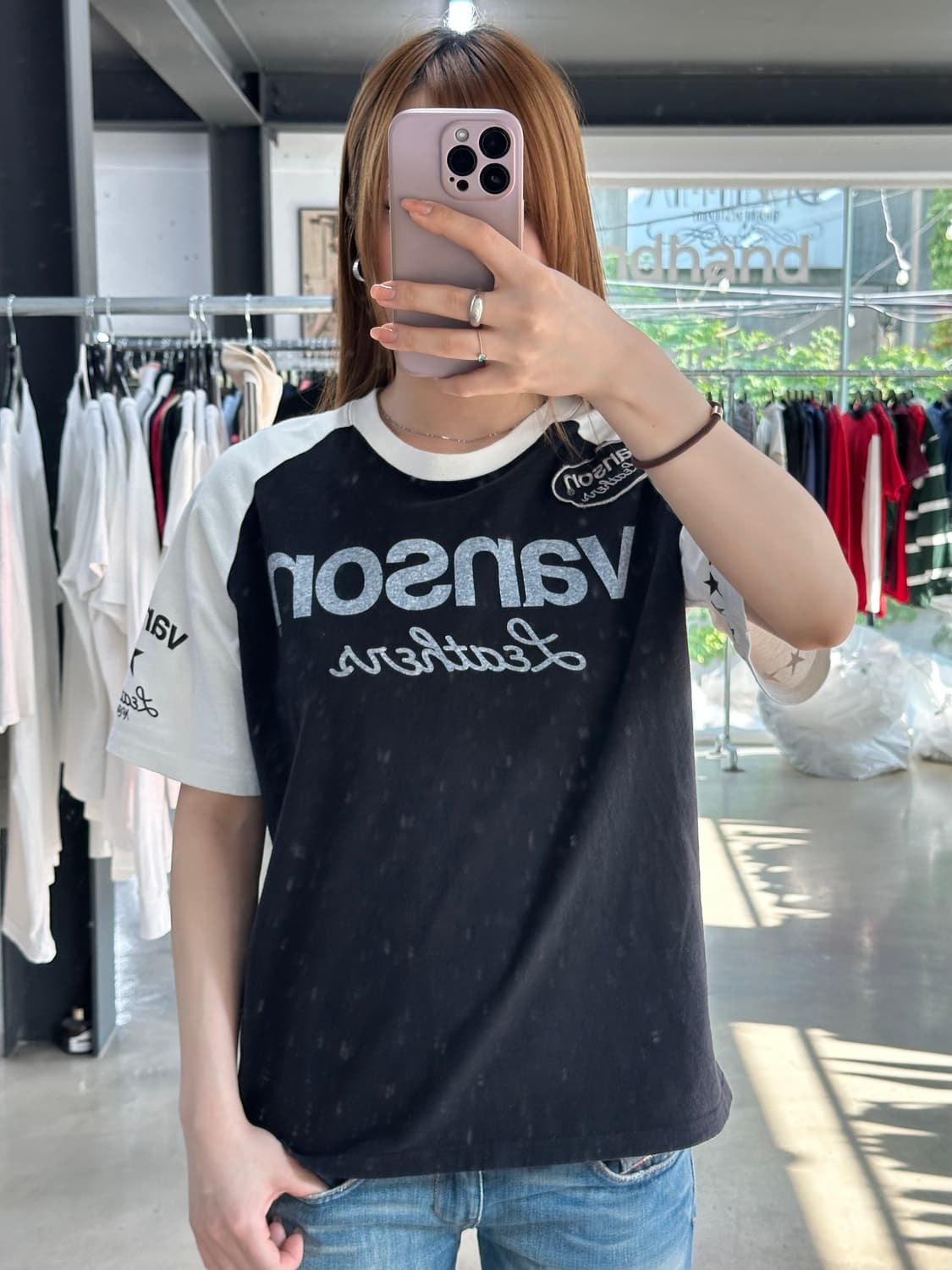 벤슨 스타 951브로드웨이 레터링 래글런 반팔티 상품이미지2