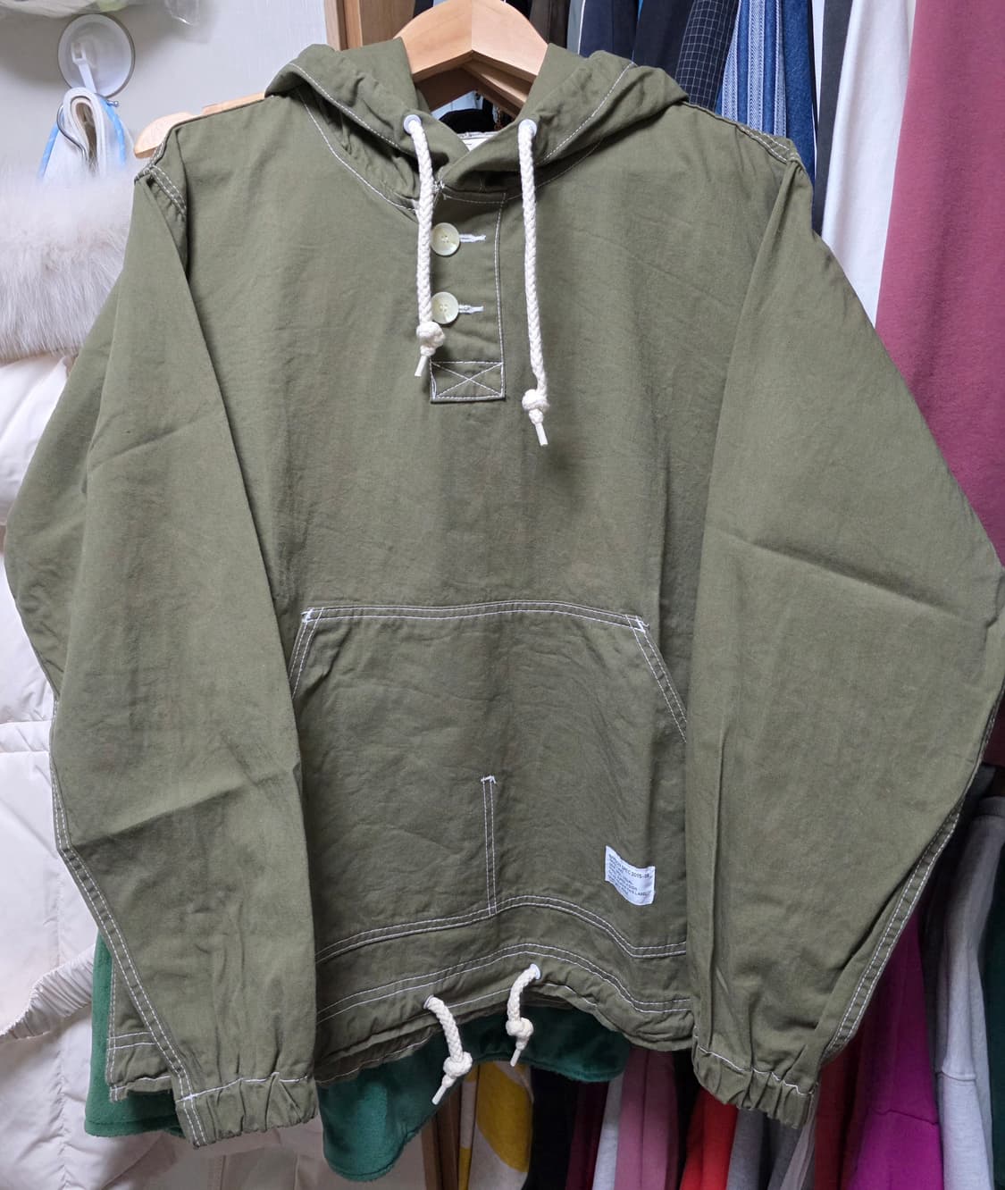 빈티지 아노락 카키 후드티 상품이미지3