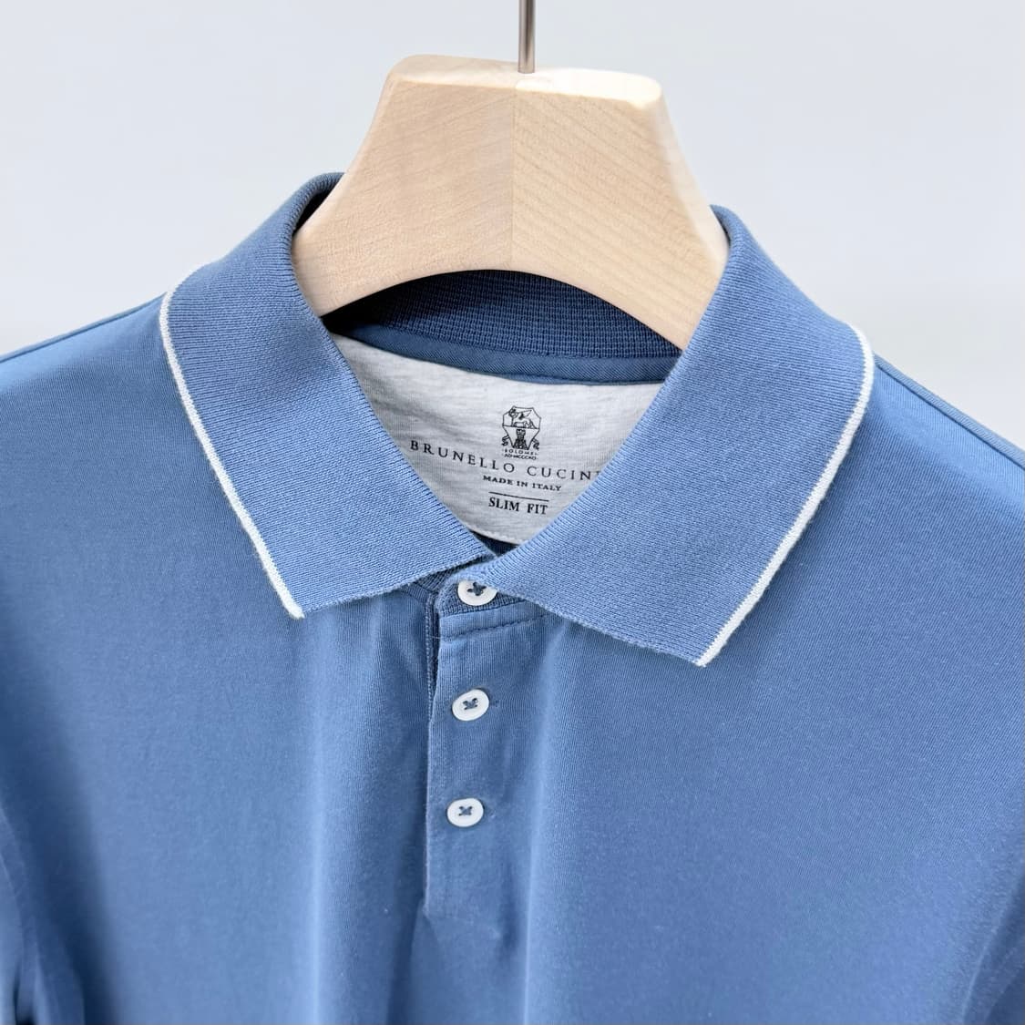 [S+급/XL] 브루넬로 쿠치넬리 코튼 반팔 카라티 블루 상품이미지6