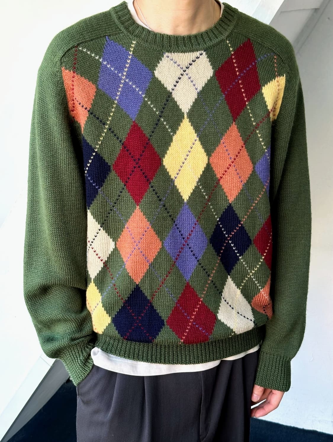 Dry wool argyle pattern knit P/O 상품이미지8