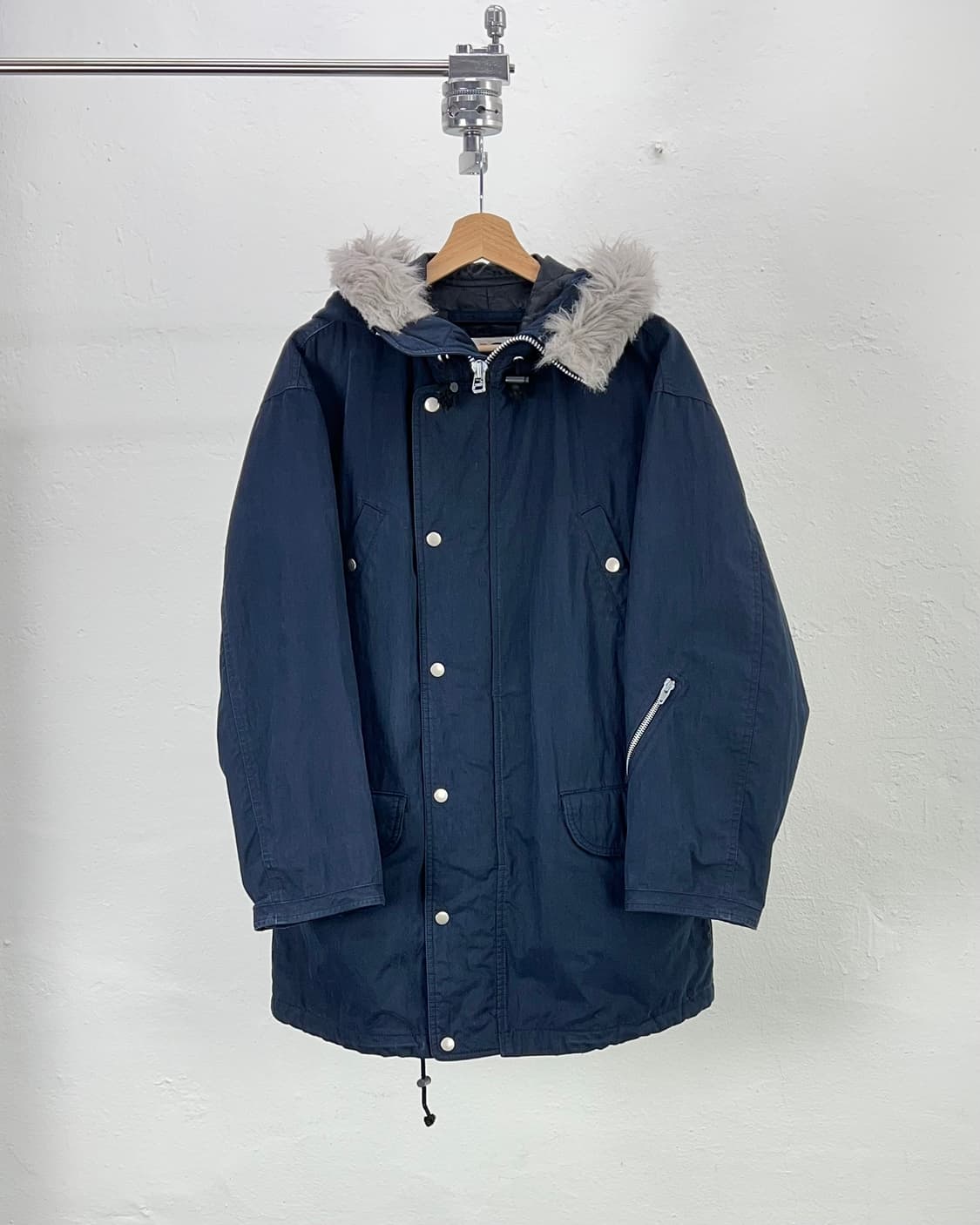 80s 이세이 미야케 네이비 헤어리 후드 N3B 포켓 파카 자켓 상품이미지1