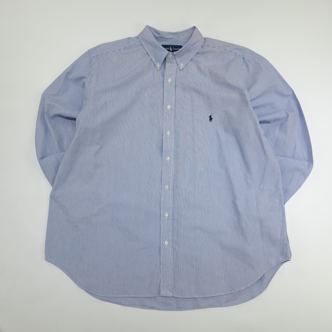 Co952 2XL Big 폴로 랄프로렌 라벤더 핀스트라이프 긴팔 셔츠 상품이미지1