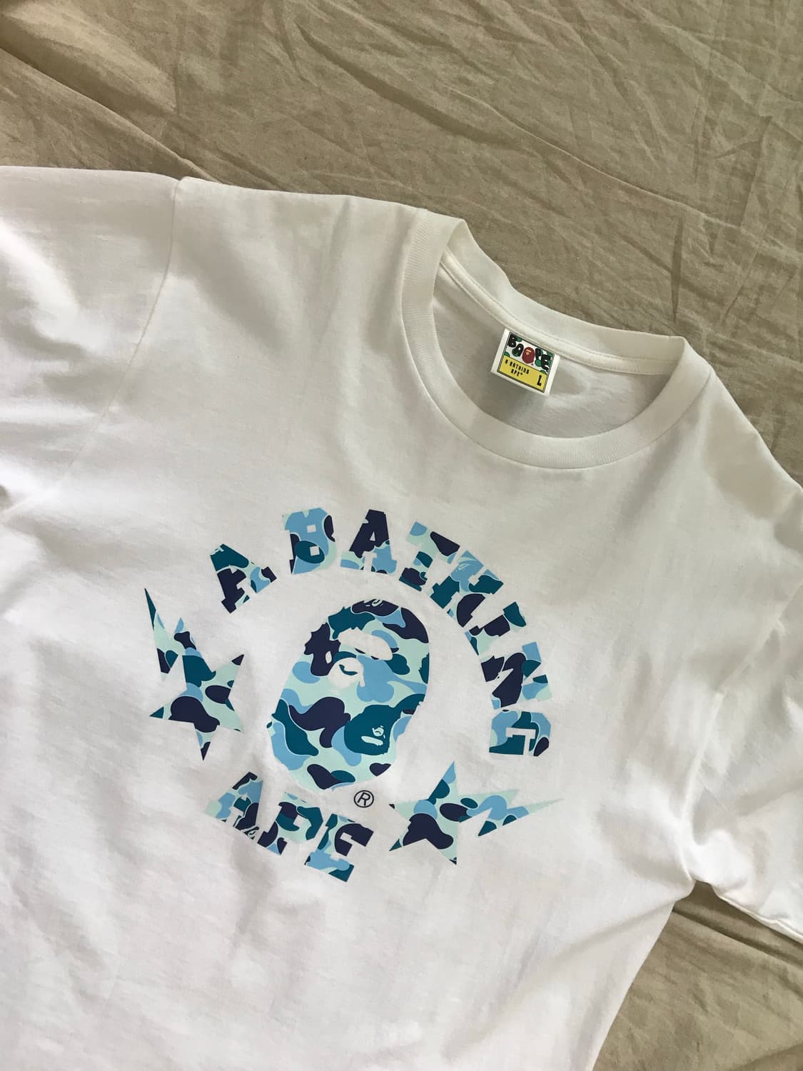 베이프 ABC 카모 스타 컬리지 티셔츠 상품이미지5