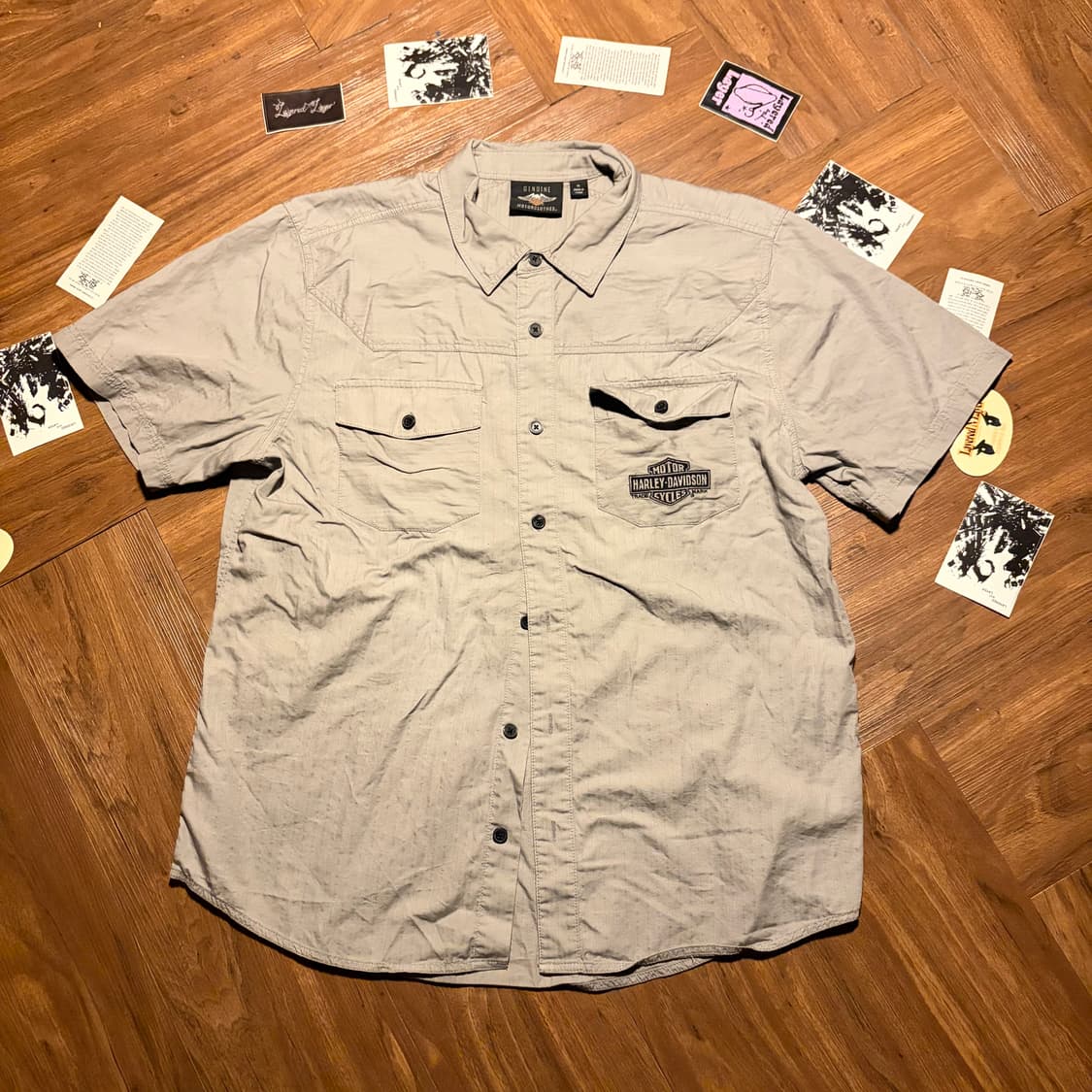 HARLEY DAVIDSON 자수 하프 워크 셔츠 그레이 상품이미지3