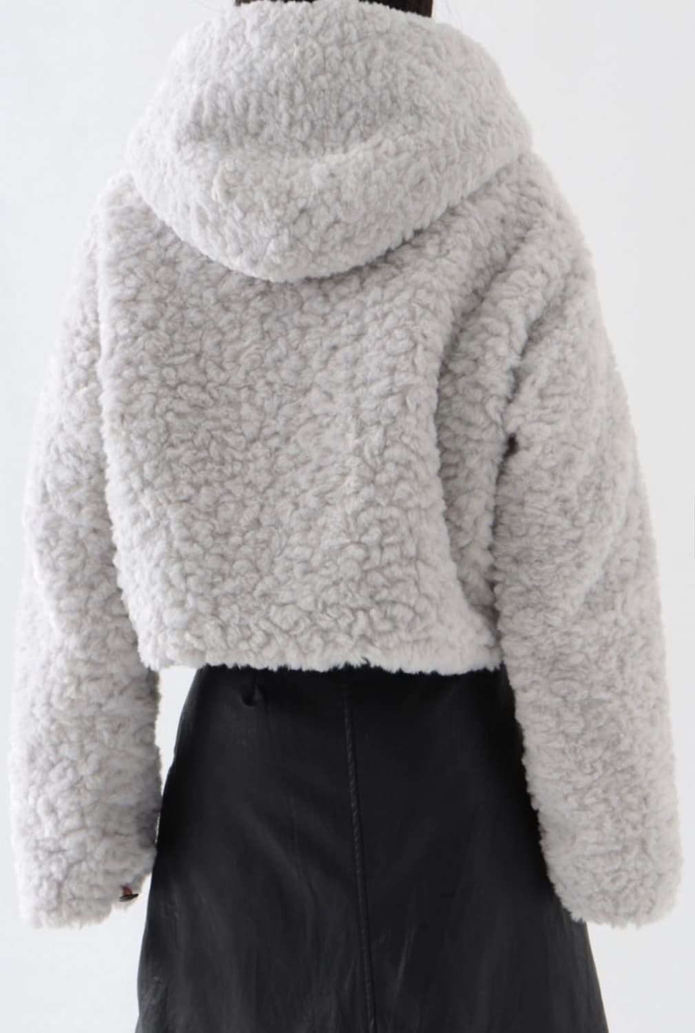 트리밍버드 후디 퍼 크롭 블랙 상품이미지3