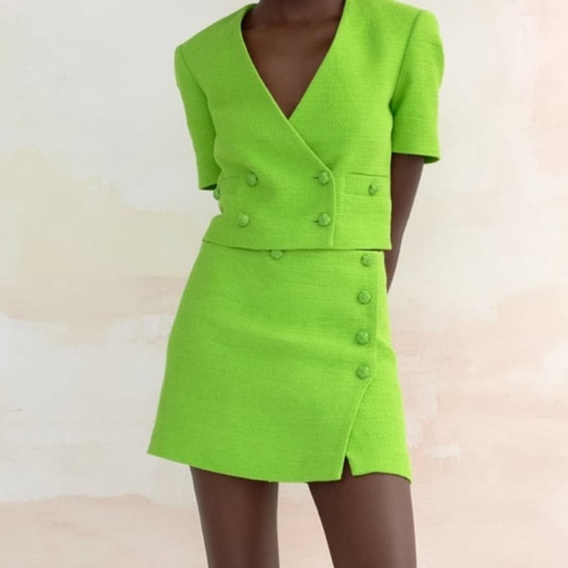 자라 텍스쳐 스커트 네온그린 M 상품이미지6