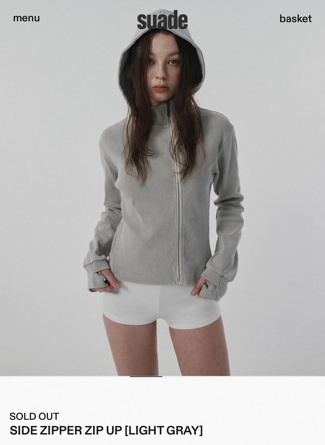 SUADE 스웨이드 사이드 지퍼 집업 (라이트 그레이) 상품이미지1