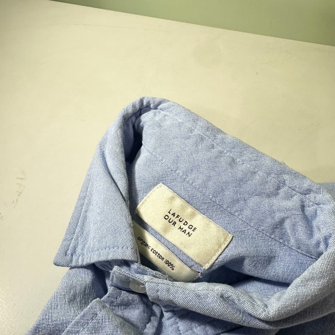 95-100 라퍼지스토어 스카이블루 오버핏 옥스퍼드 반팔셔츠 상품이미지2