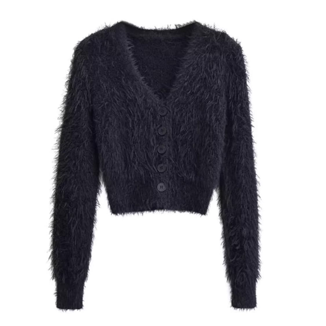 [새상품] 블랙 퍼 크롭 가디건-S 상품이미지2