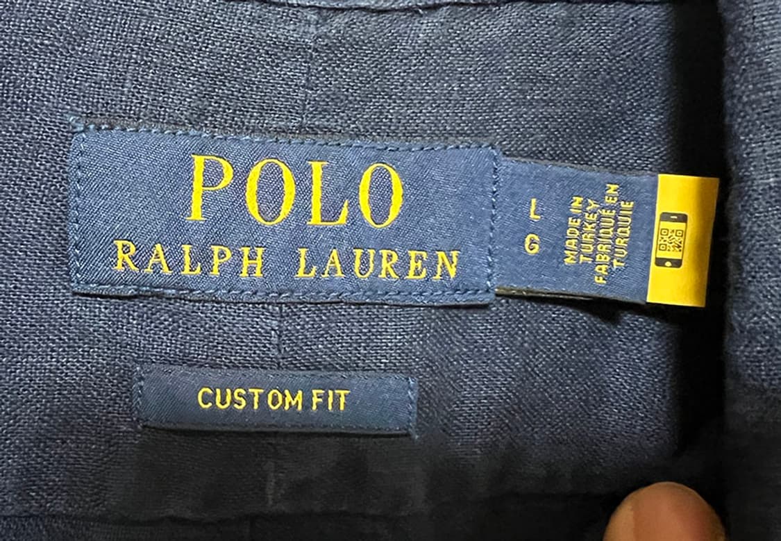 POLO 폴로 남자 린넨셔츠 캐주얼 긴팔 여름 QR코드 네이비 L 100 상품이미지3