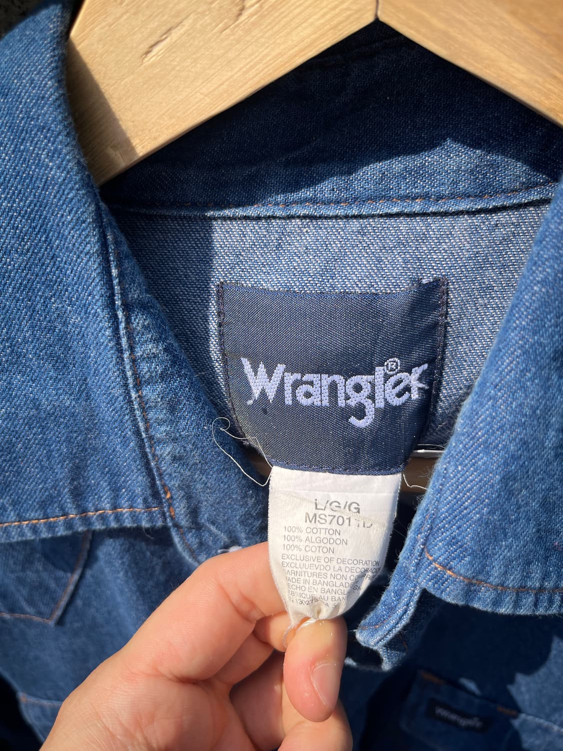 빈티지 Wrangler 데님 웨스턴 셔츠 L 상품이미지3