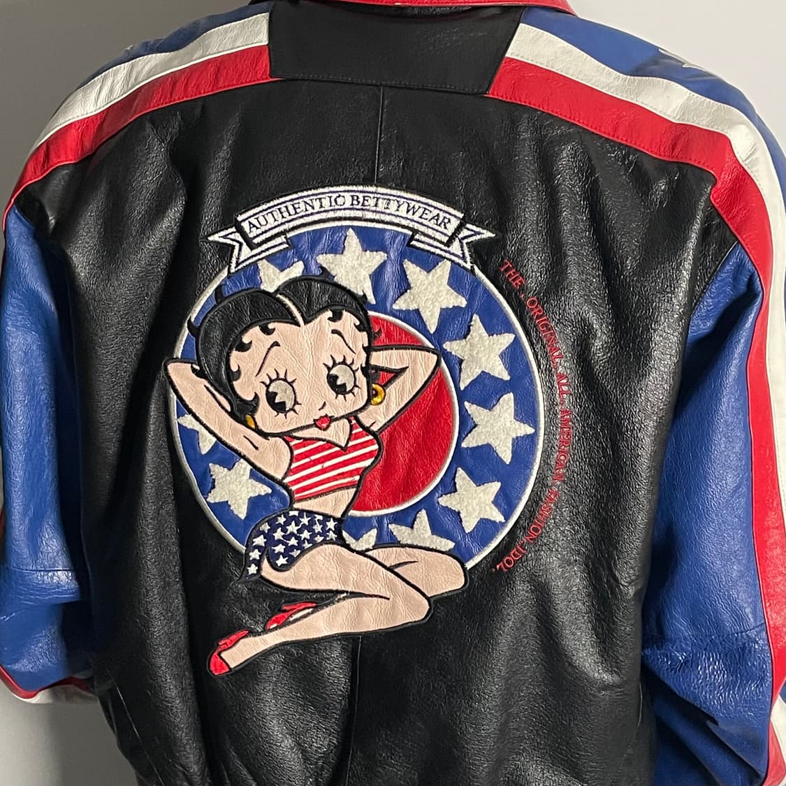 90s 베티붑 아메리칸 툰즈 리얼레더 바시티 자켓 (on.590)   상품이미지2