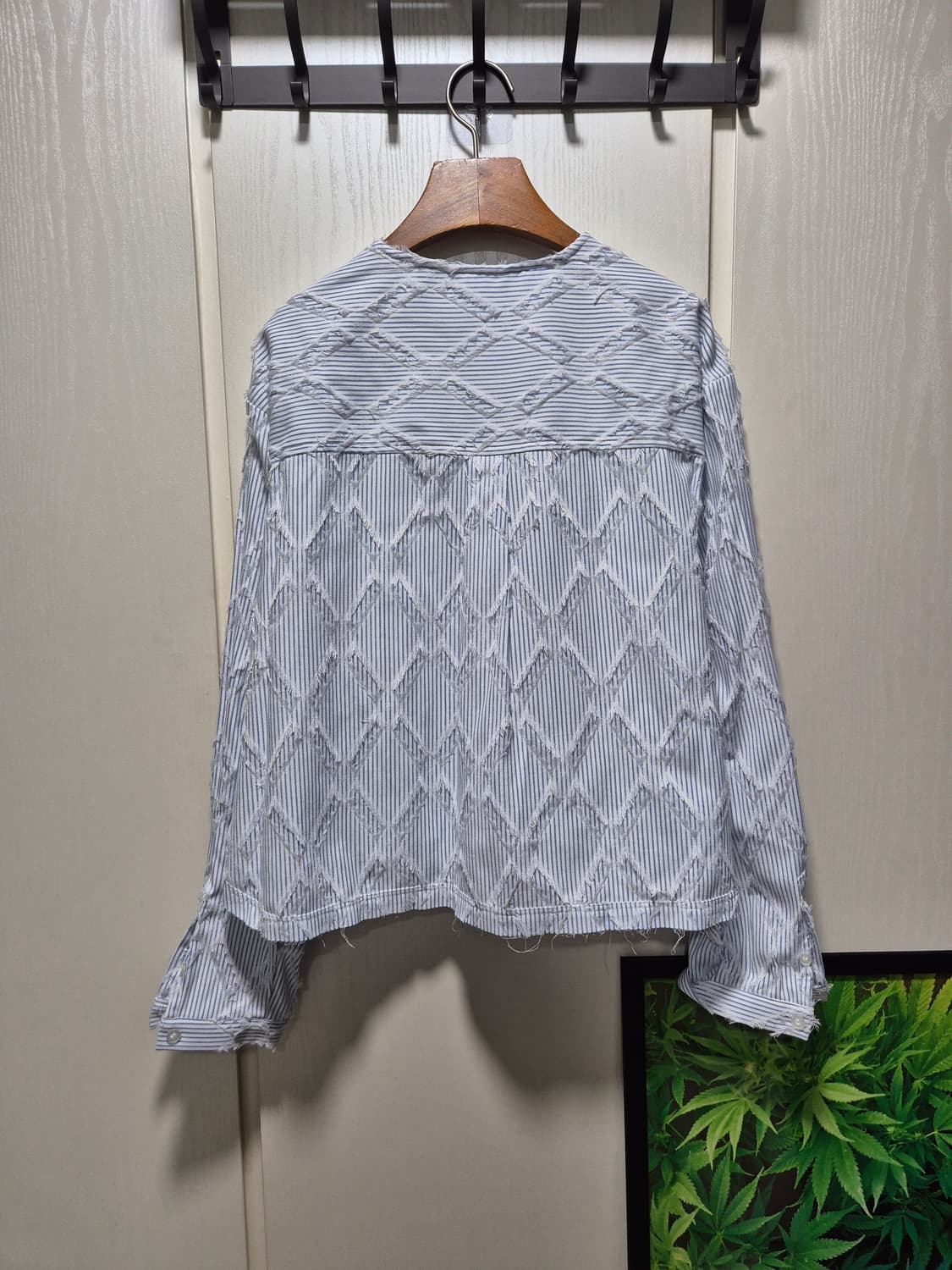 빈티지 봄여름 하늘색 스트라이프 프린지 숏 자켓 상품이미지10