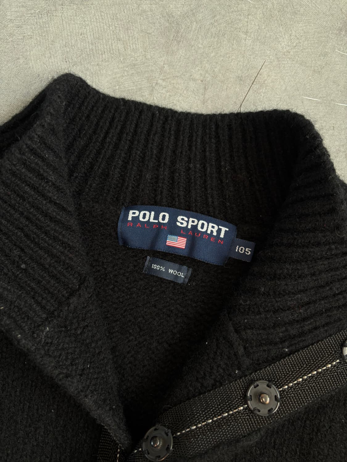 폴로 스포츠 헤비 울 블랙 버튼 하프 집업 상품이미지4