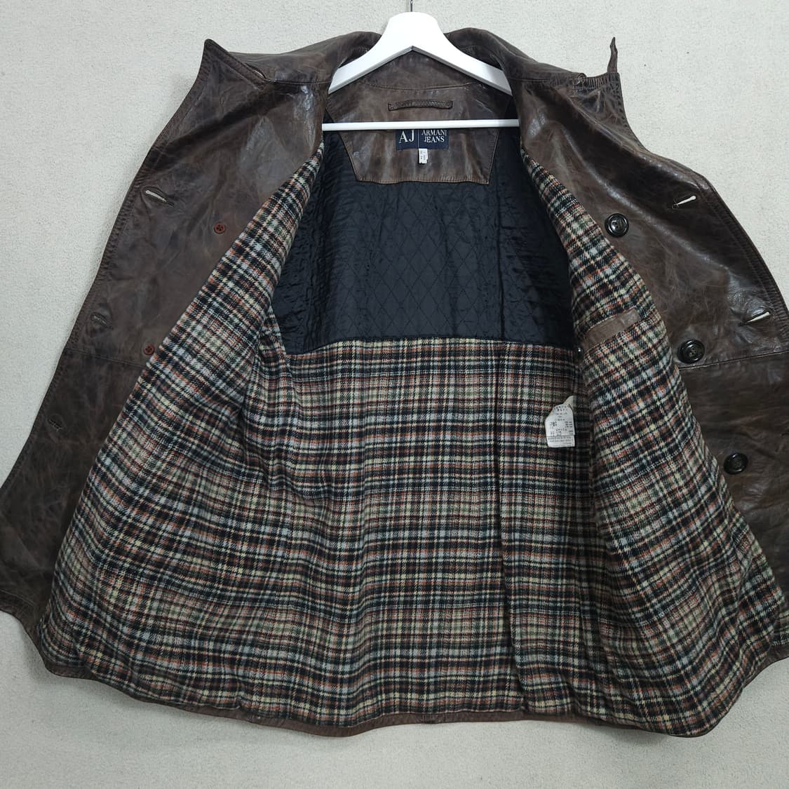 아르마니진스 더블 브레스티드 레더 카코트 상품이미지4