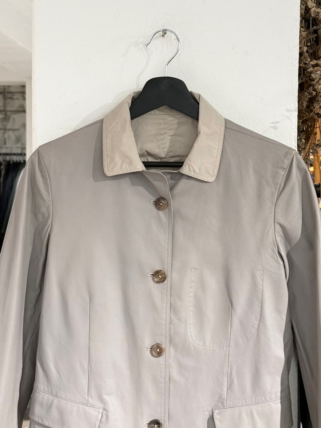 질샌더 라이트그레이 레더 싱글 카라 자켓 상품이미지4