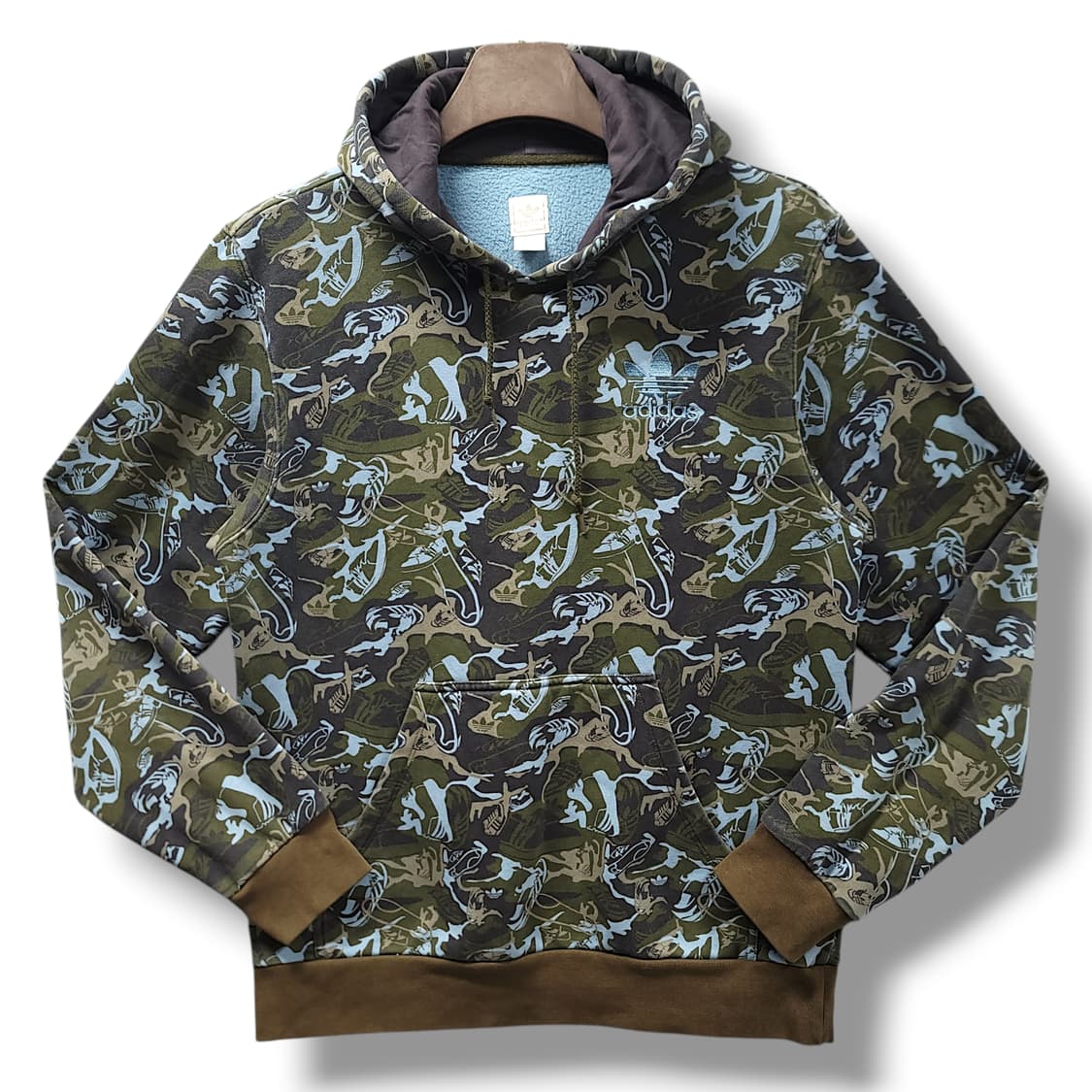 [100] 아디다스 카모플라쥬 파이어버드 올오버 기모 후드티셔츠 상품이미지1