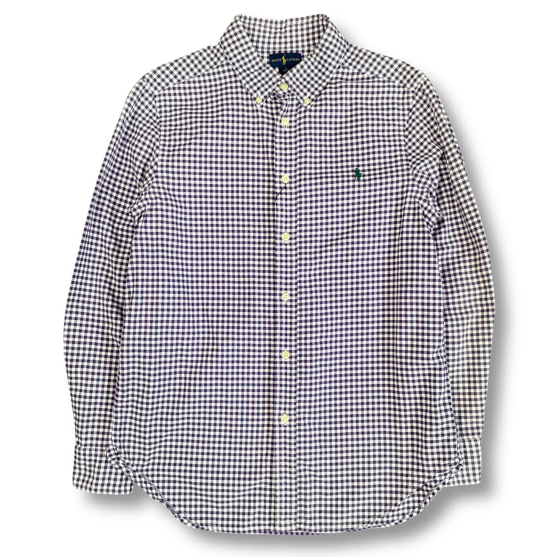 폴로 랄프로렌 퍼플 깅엄체크 긴팔 셔츠 L(14-16) 상품이미지1