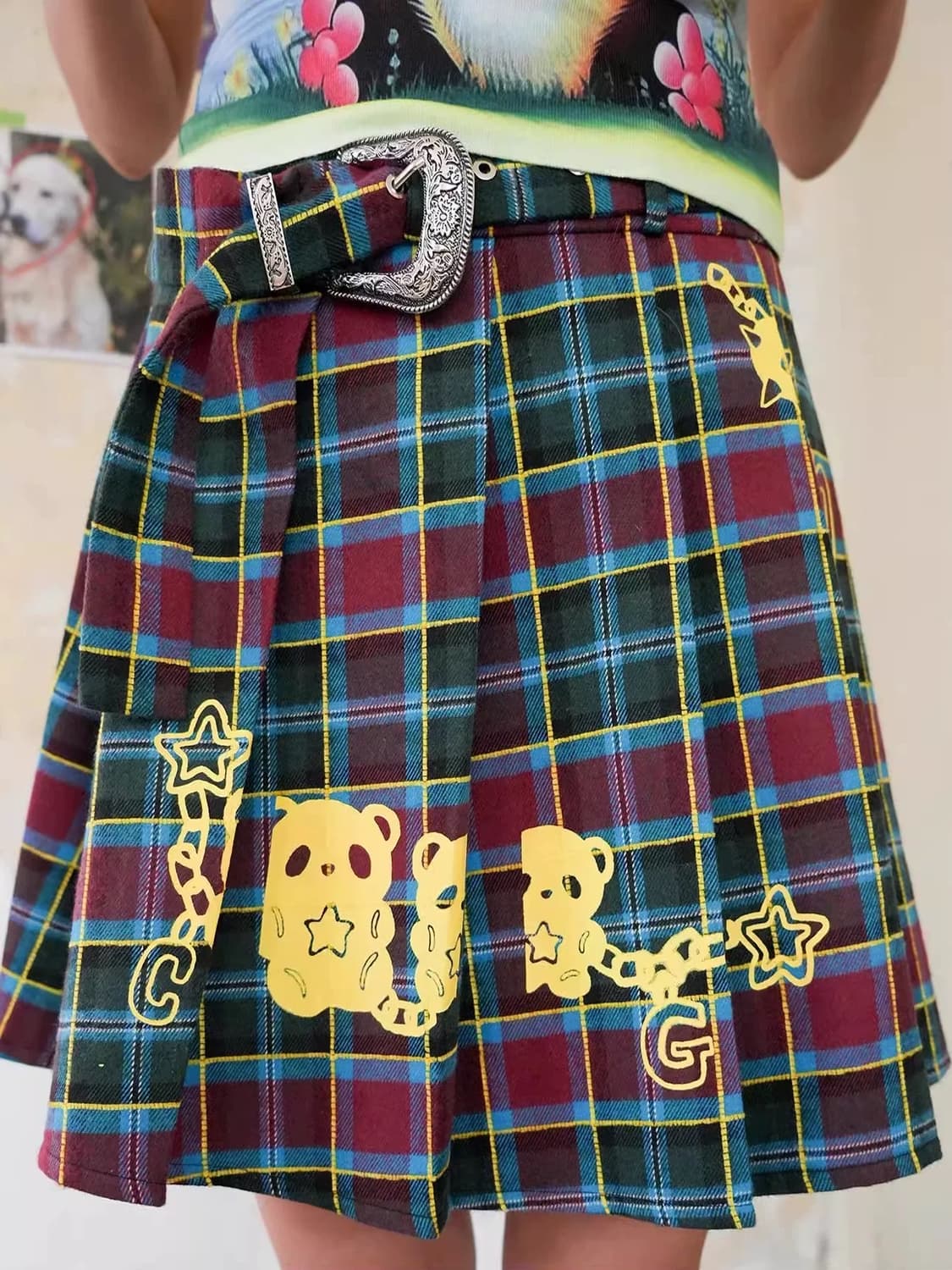 CLOVER GARDEN Check Buckle Pleats Skirt 상품이미지4