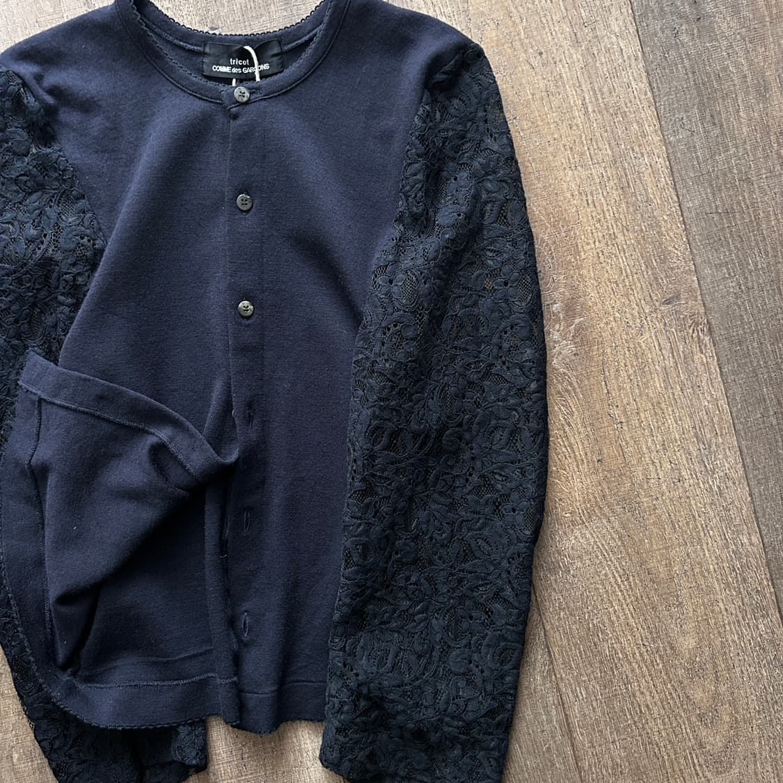 90's Lace Docking Wool Cardigan 상품이미지4
