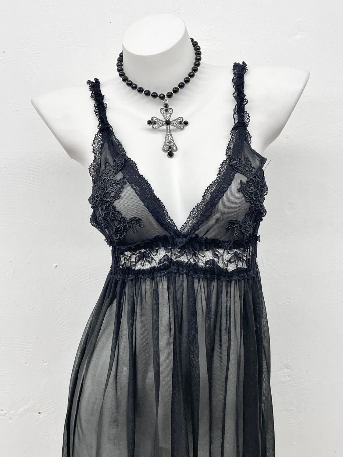 블랙 고딕 레이스 슬립 상품이미지2