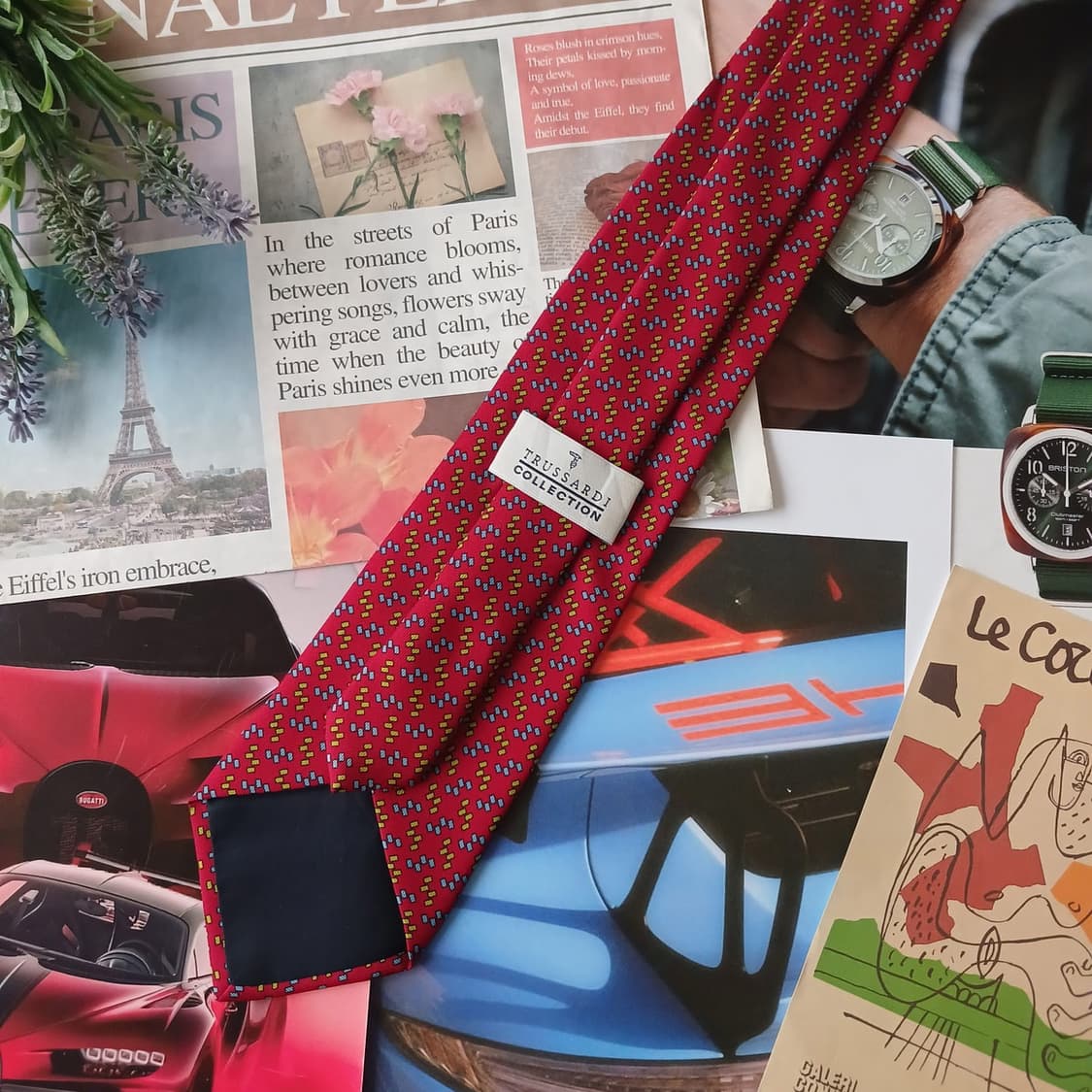 트루사르디 실크 레드 패턴 넥타이 9.6cm A+등급 A19127
 상품이미지4