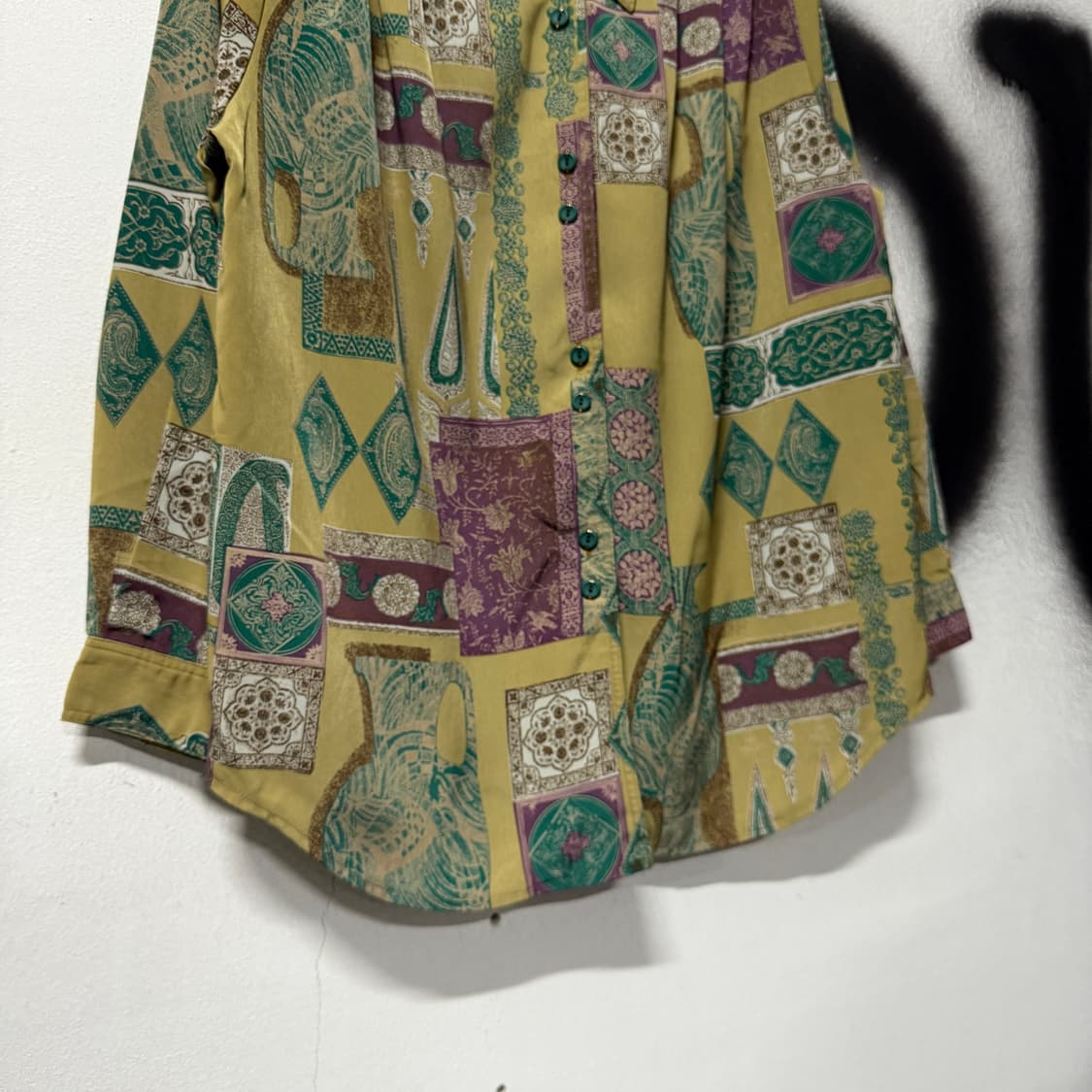 VTG 빈티지 멀티 컬러 에스닉 바로크 패턴 핀턱 셔츠 상품이미지4