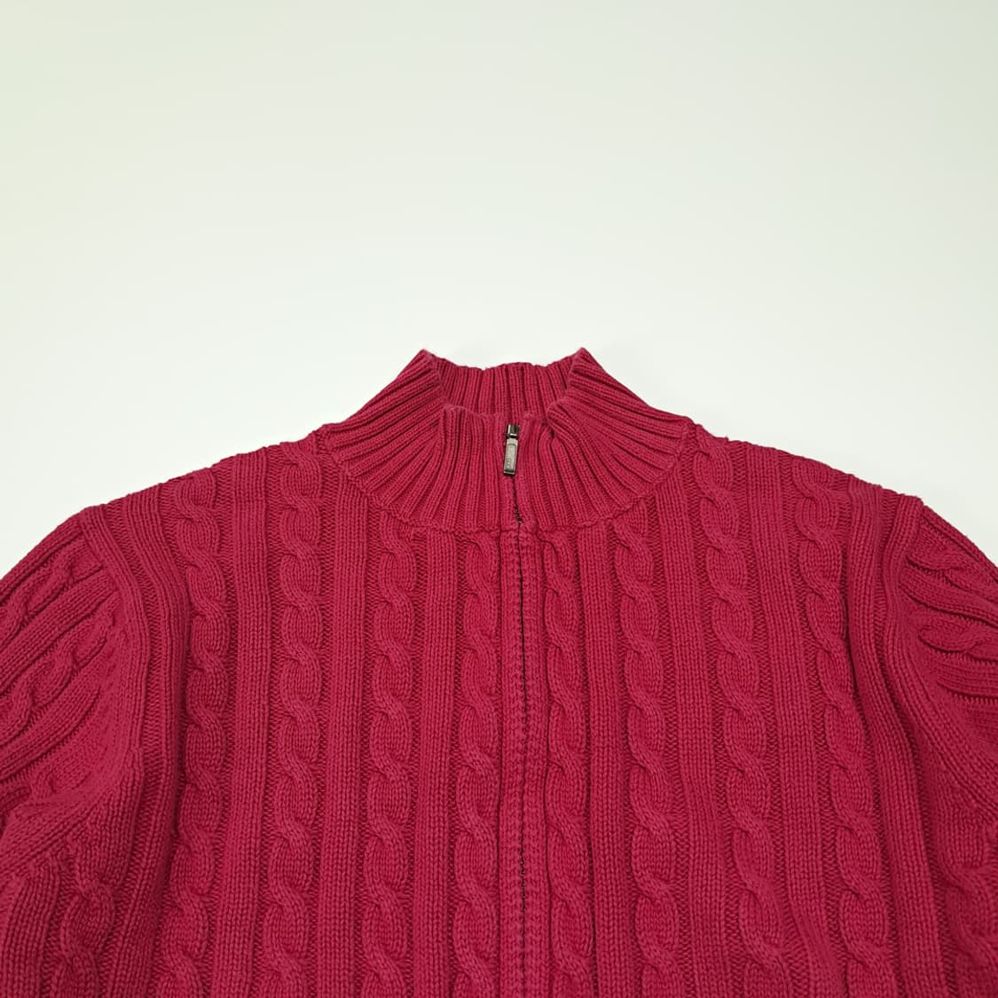CL379 M 엘엘빈 90s 케이블 집업 마젠타핑크 니트 스웨터 상품이미지2