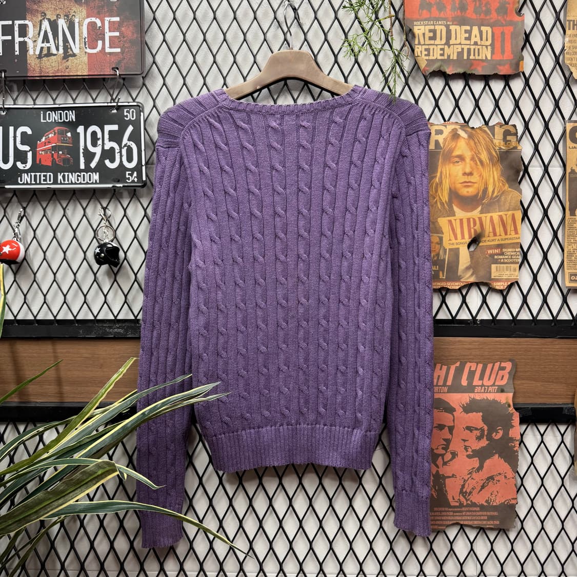 폴로 랄프로렌 케이블 니트 화이트 포니 포인트 퍼플 상품이미지2