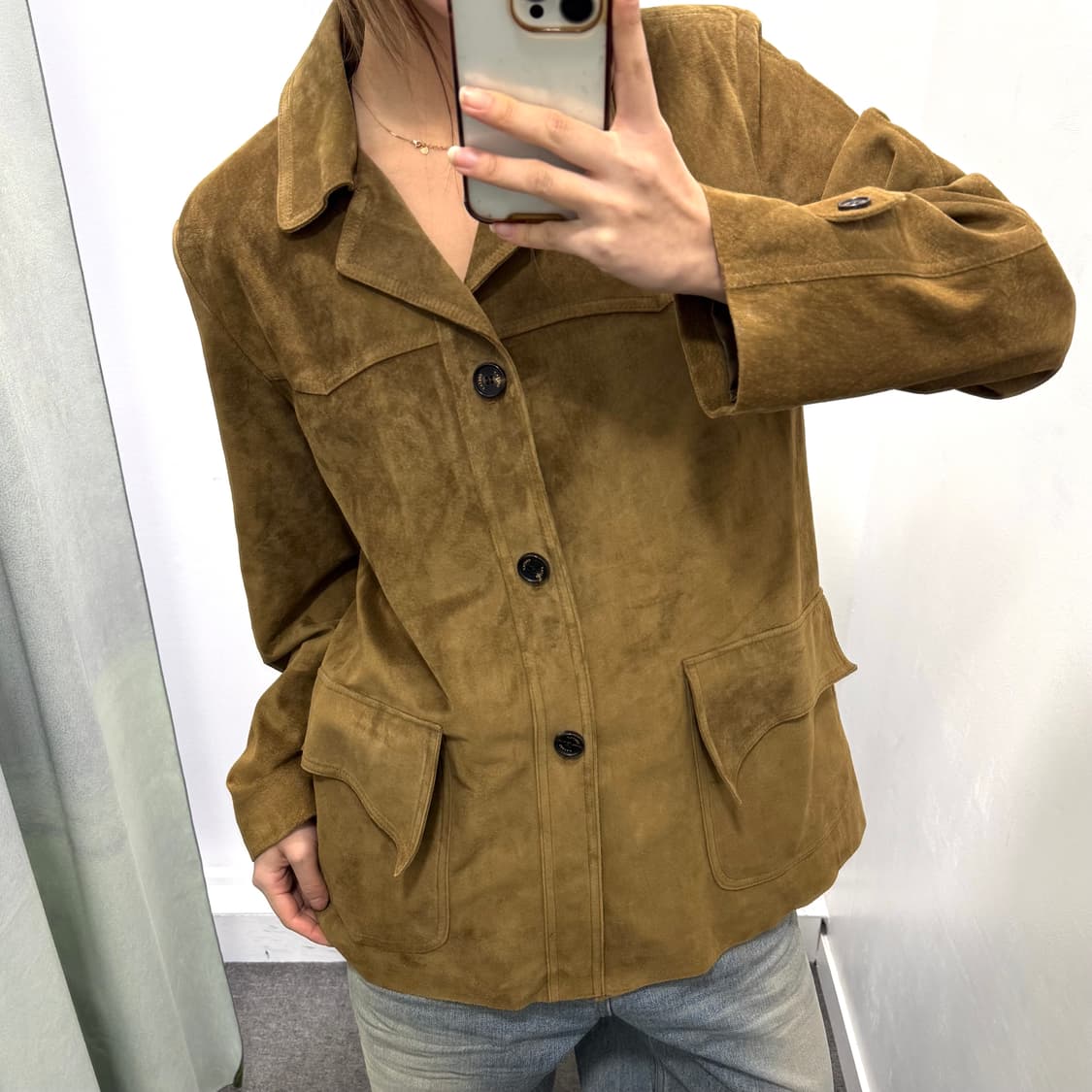 돈피 브라운 스웨이드 자켓 상품이미지1