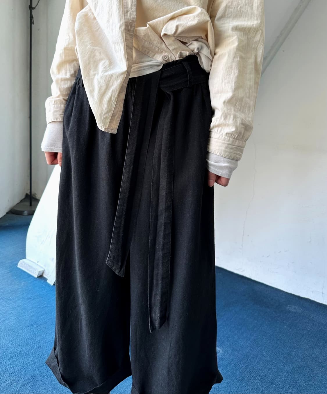 Washed linen rayon banded 3/4 gaucho pan 상품이미지9