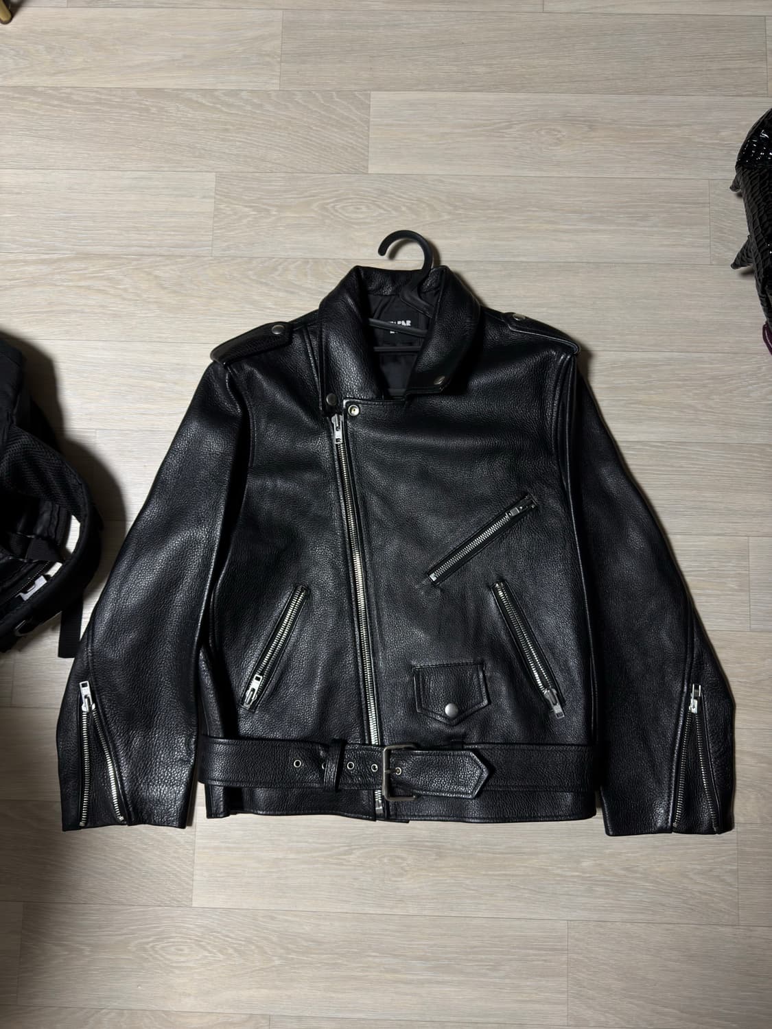 크롭 레더 바이커 자켓 상품이미지1