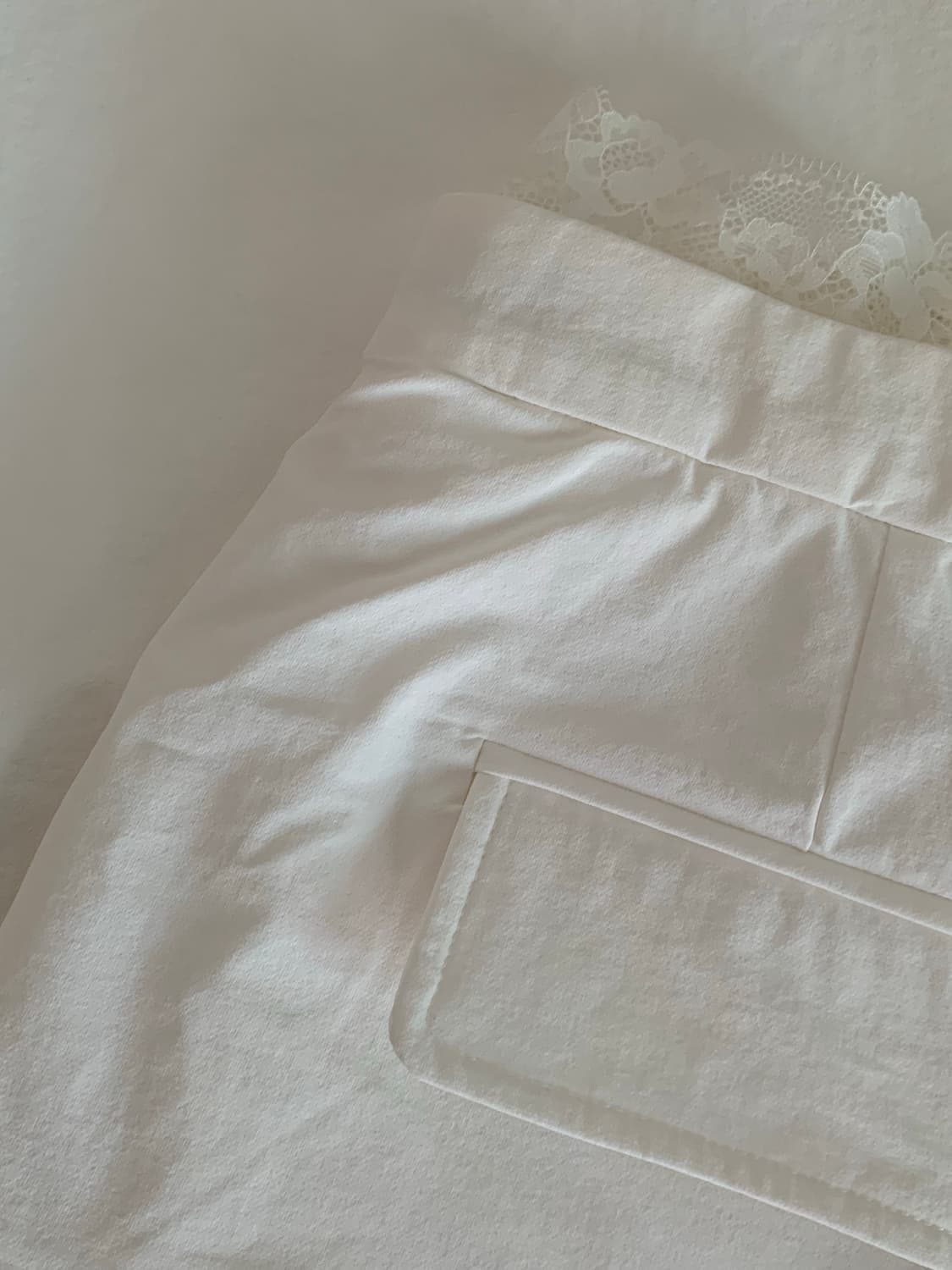 (구)런웨이티켓 레이스 패치 팬츠 화이트 상품이미지2