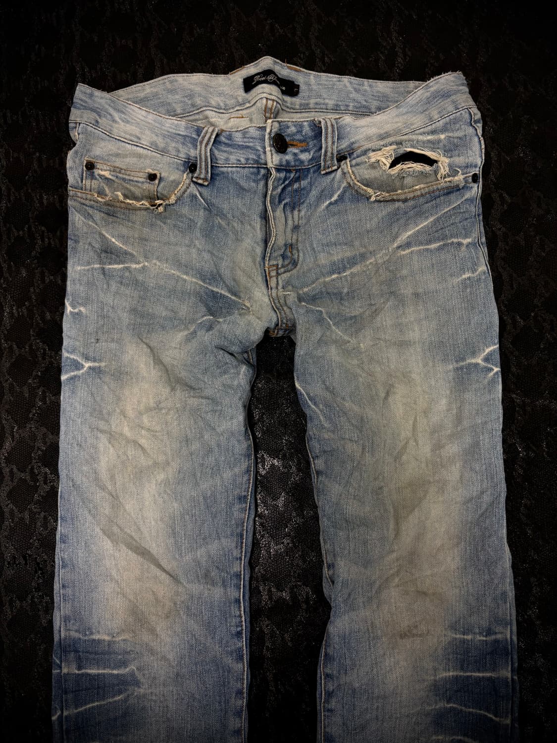 “Vintage”Double Zipper Detail Crack Wash 상품이미지4