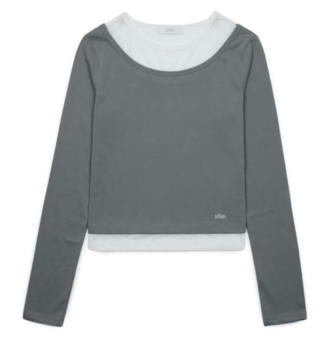 Yiyae 레이어드 슬림 티셔츠 그레이 상품이미지1