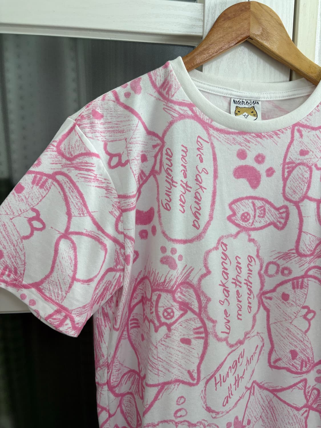 네코부치상 핑크 티셔츠 상품이미지3
