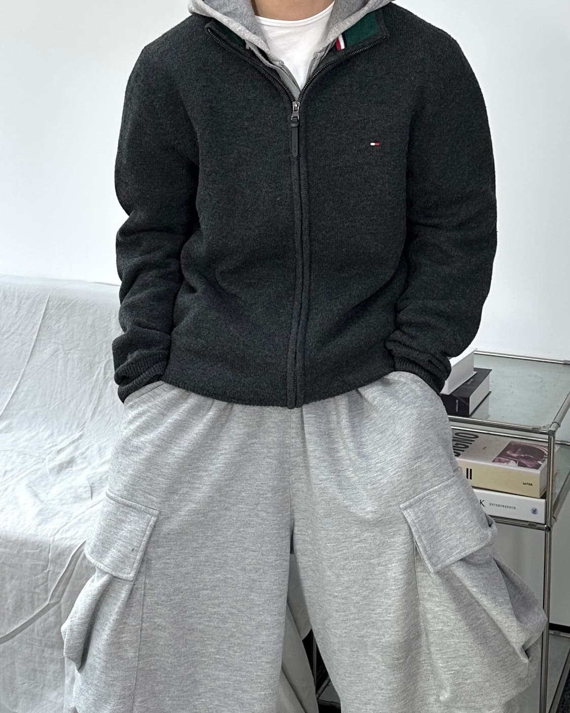 타미 힐피거 램스울 니트집업 L 상품이미지1