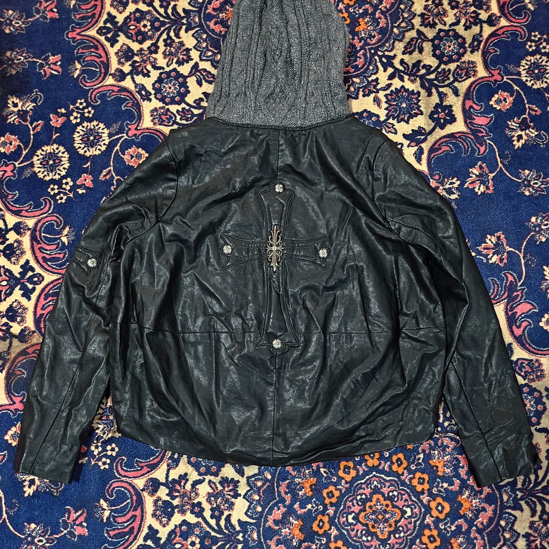 Vintage 가죽 패치 디테일 라이더 자켓 M 상품이미지6