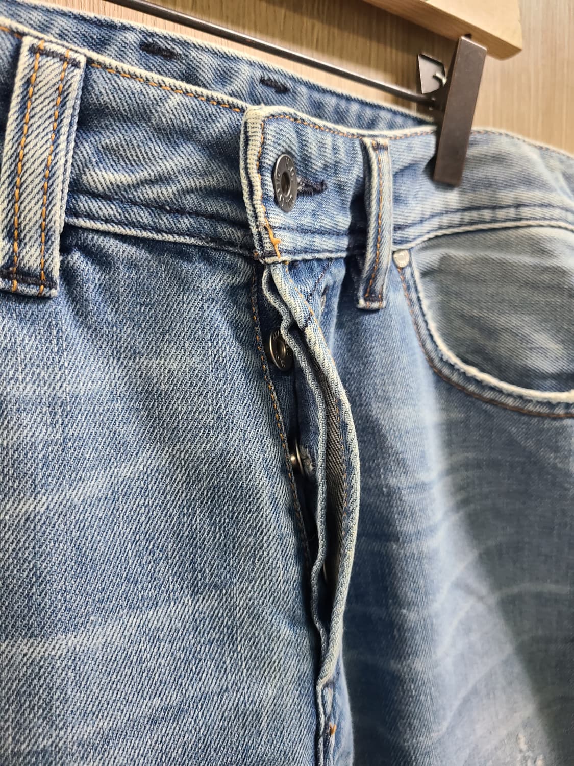 디젤 로우라이즈 블루 데님 데미지 청바지 32 상품이미지2