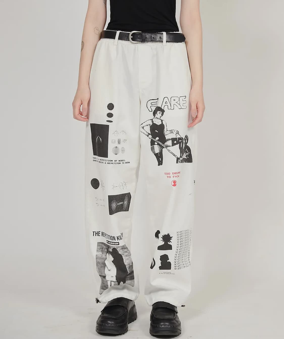 플레어업 아트 워커 팬츠 바지 오프 화이트 2 상품이미지1