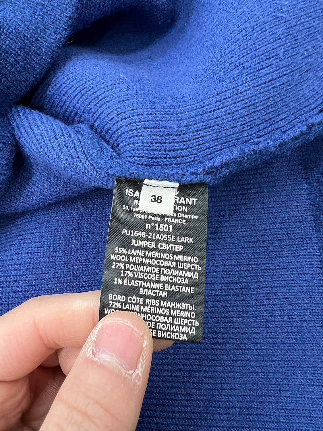 이자벨마랑 에뚜왈 딥 블루 하프 버튼 카라 폴로 울 니트 스웨터 셔츠 상품이미지8