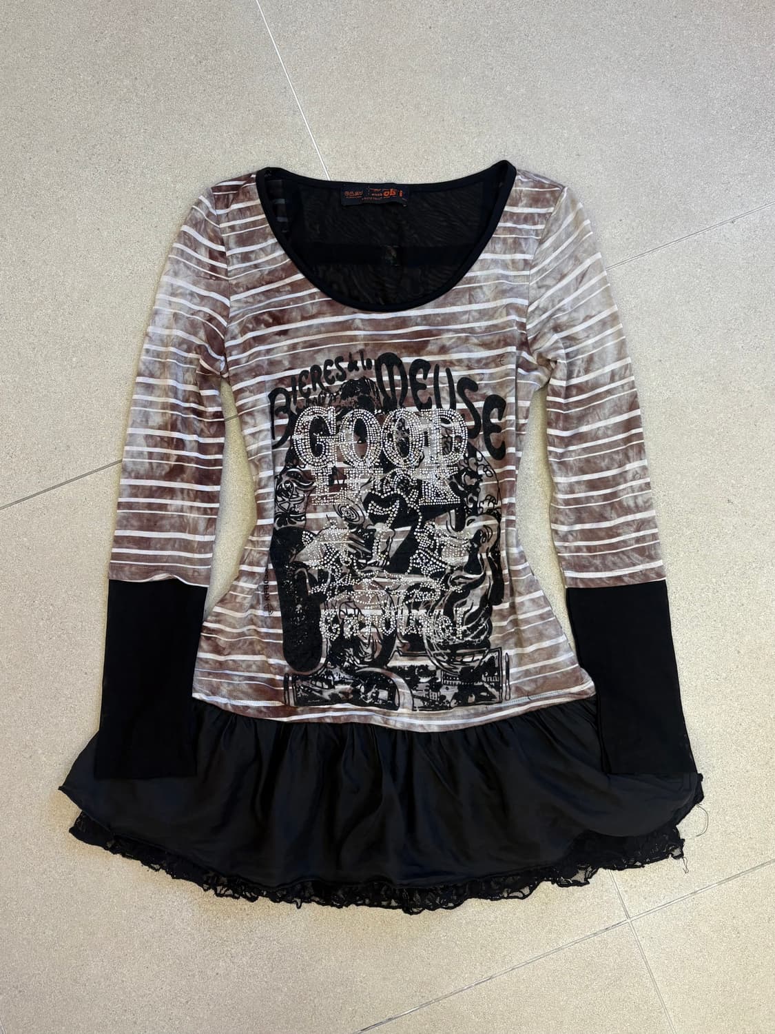 벨벳 스트라이프 큐빅 원피스 상품이미지1